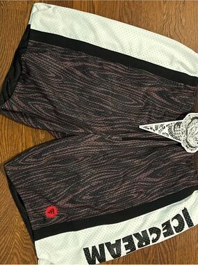 Icecream Brown Shorts with Blue and Red Trim